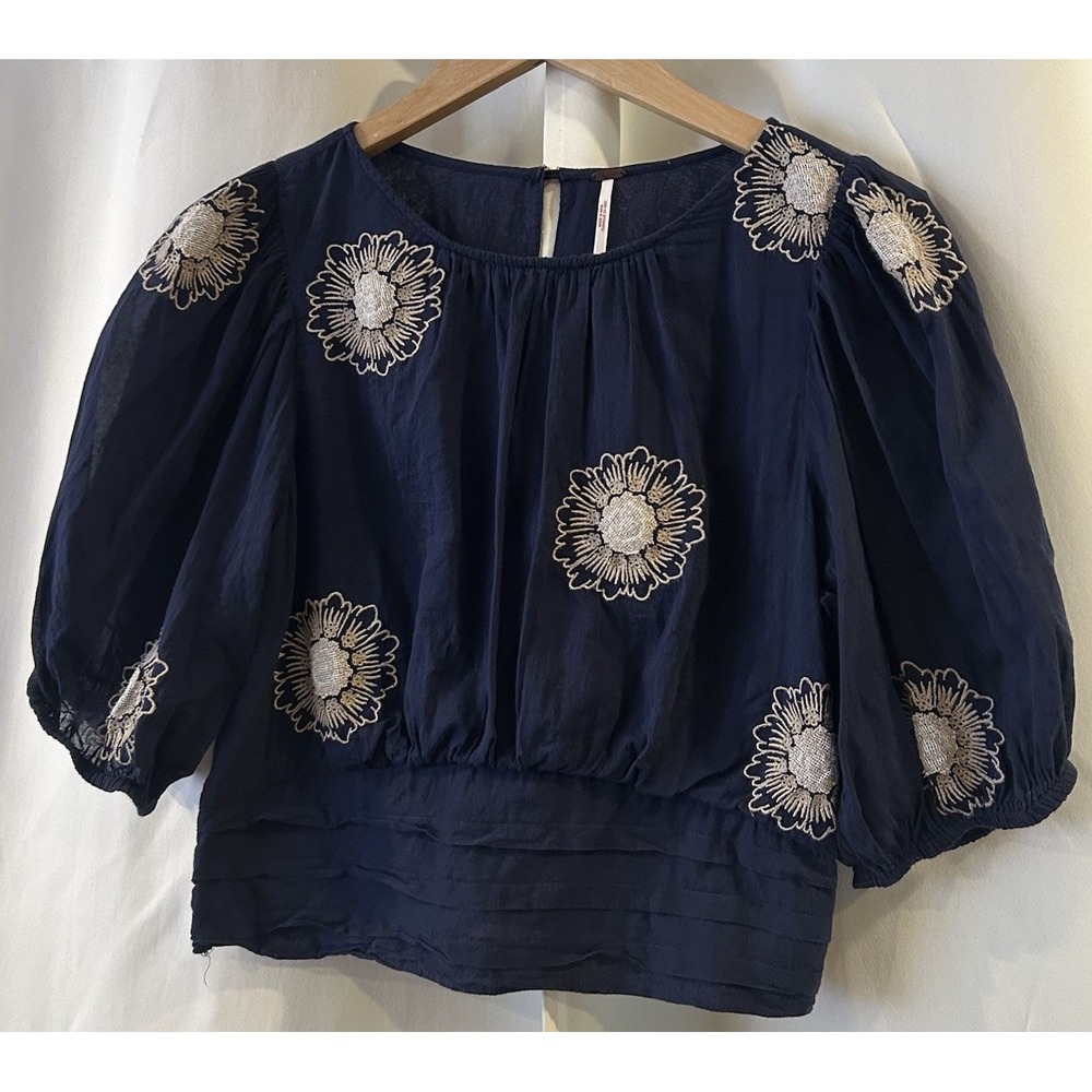 Free People My Girl Floral Embroidered Blouse‎ Size Medium - Picture 2 of 4
